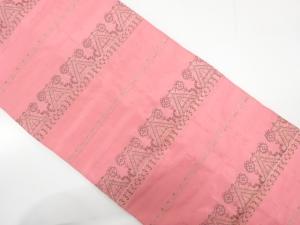 横段に花模様織り出し　名古屋帯